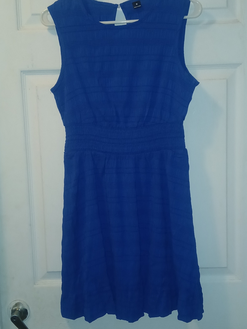 Blue Sleeveless Smocked Waist Dress